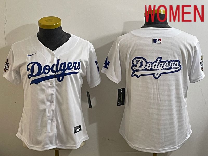 Women Los Angeles Dodgers Blank White Game 2024 Nike MLB Jersey style 112114->women mlb jersey->Women Jersey